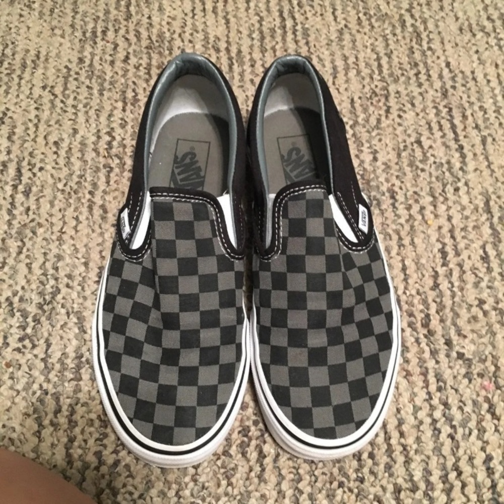 Black and Gray Slip On Vans